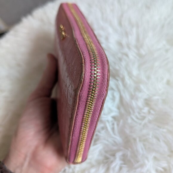 Miu Miu, Croc Embossed Leather Continental Wallet, Pink - Picture 6 of 12